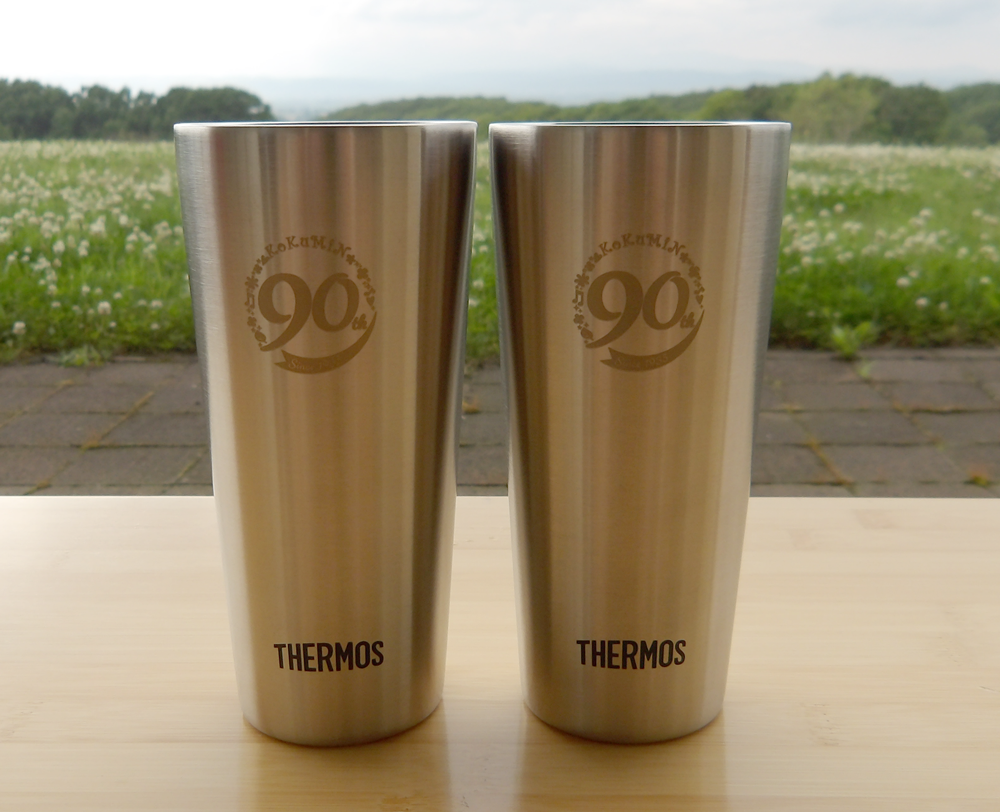 コクミンオリジナルTシャツ(2種類)各1枚とコクミン創業90周年記念タンブラー(ペア)セット